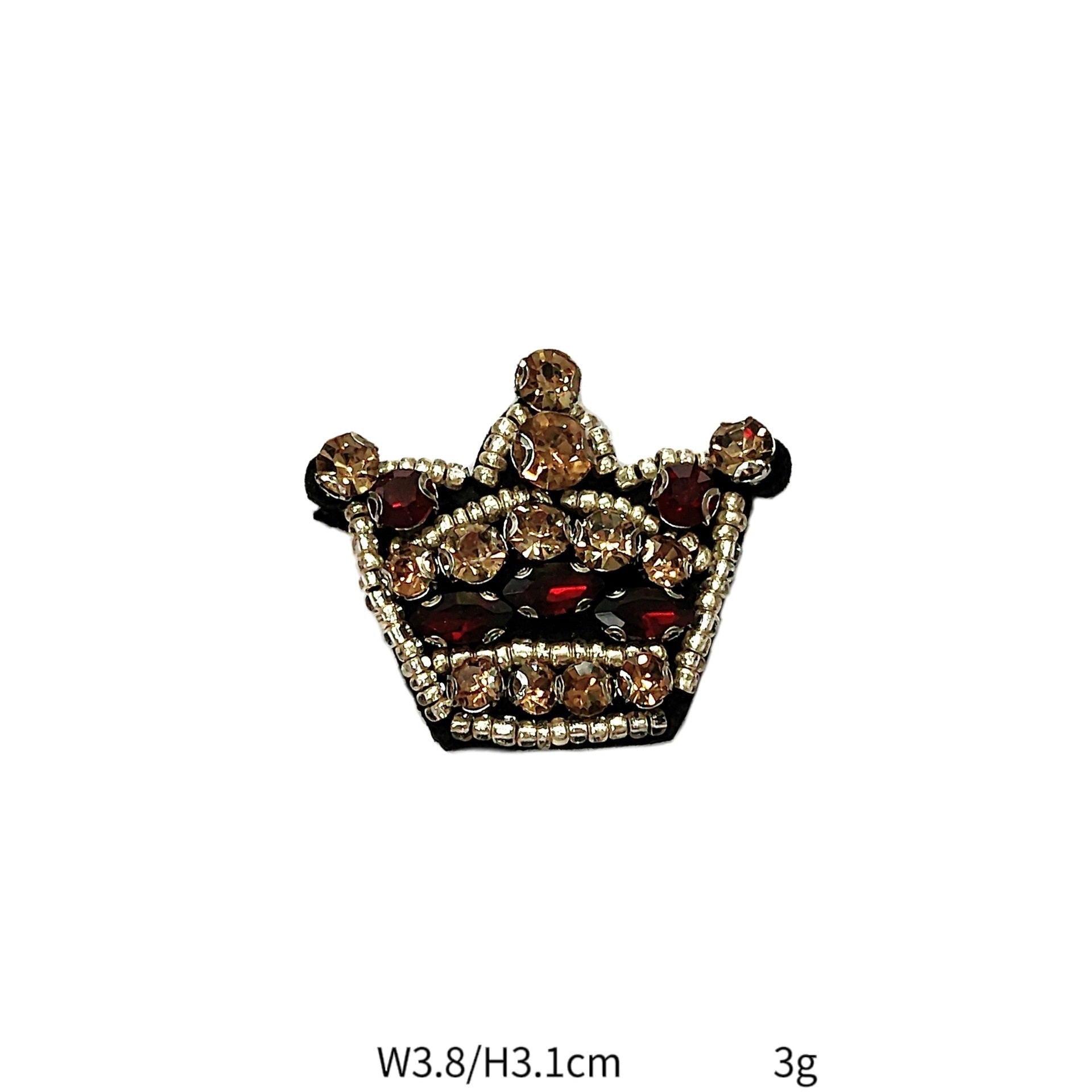 Gold crown sequin bead patch with dark gem accents