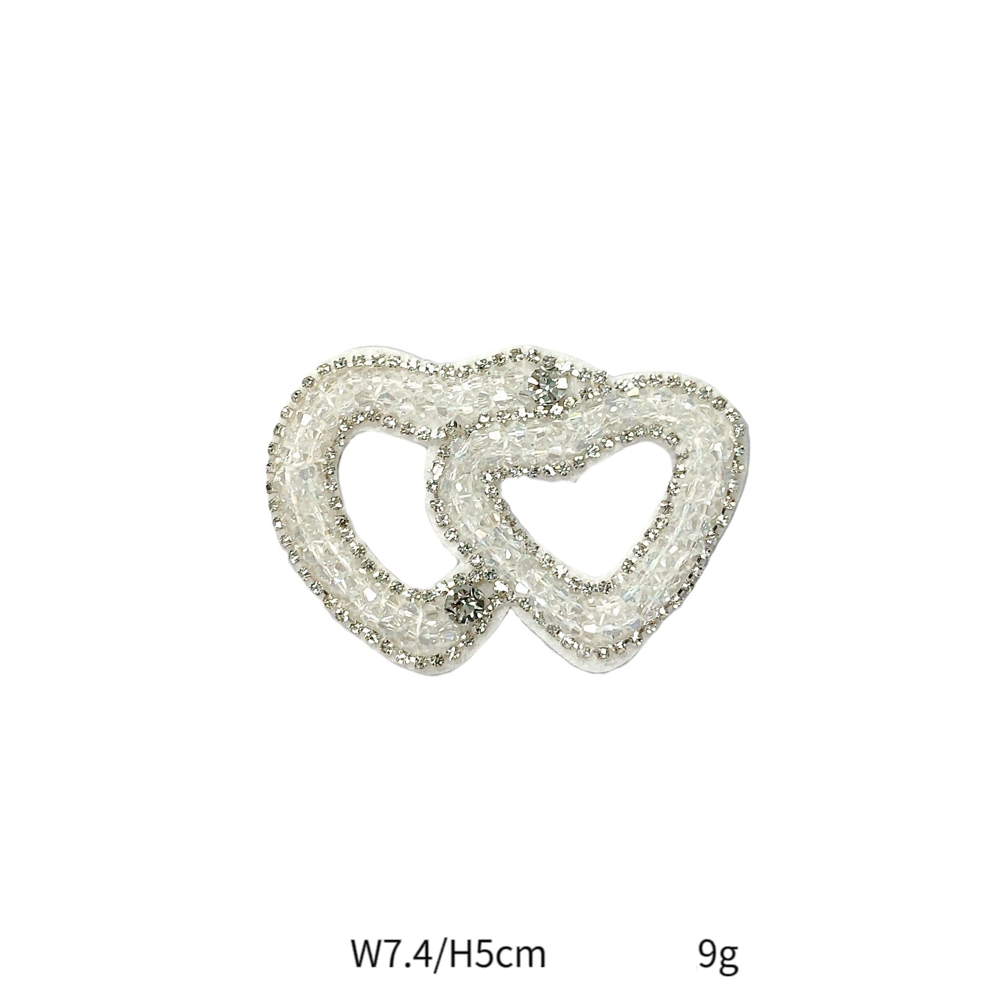 Crystal clear heart sequin bead patch with silver glitter edges