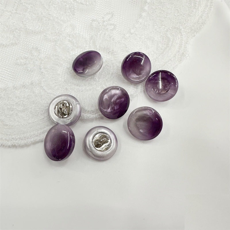 Round resin shank buttons in purple tones, 11.5mm, metal shank backs