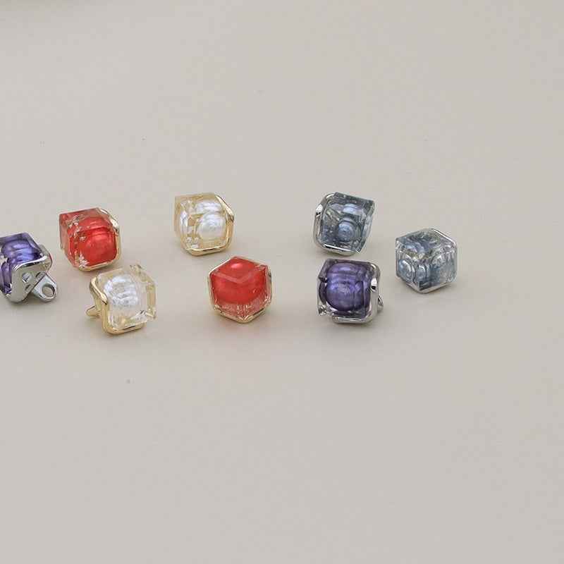 Square resin buttons, assorted colors with metal loops