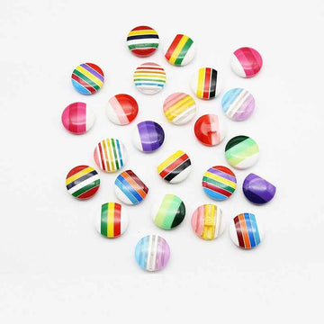 Colorful striped resin buttons set: round multicolor striped designs with hidden holes