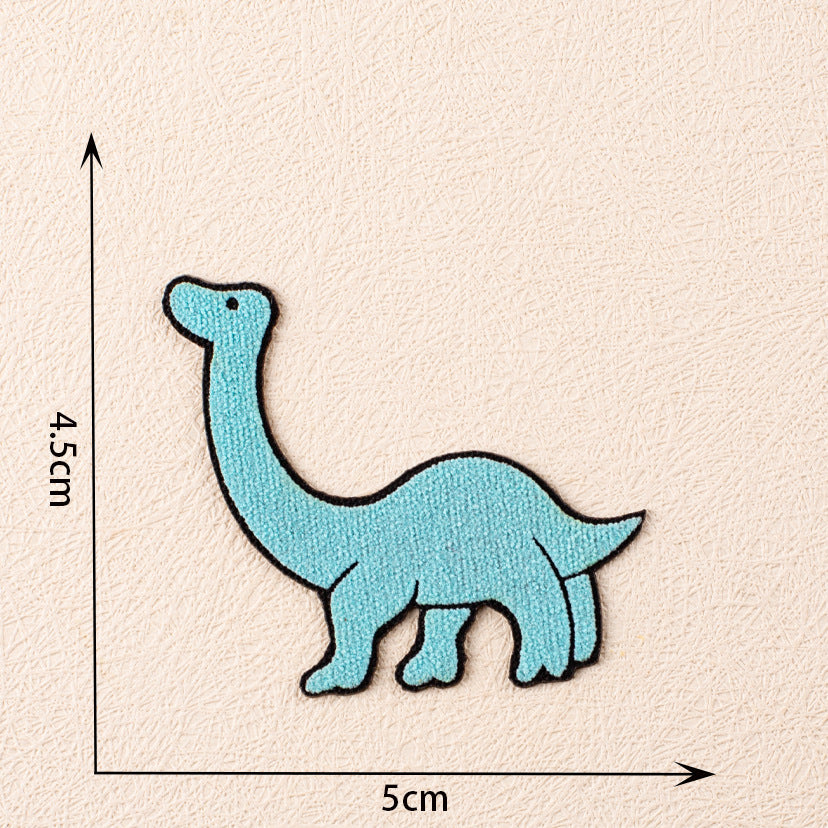 Haft-Patch Dino, türkisblau mit Pfoten, schwarz umrandet