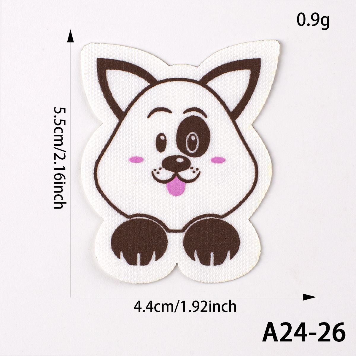 Brown-and-white bear self-adhesive patch with pink muzzle and cute face