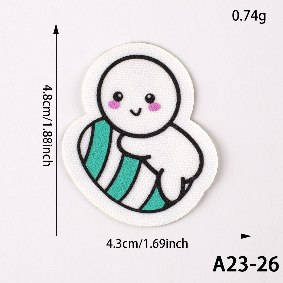 White penguin self-adhesive patch with green-and-black striped scarf