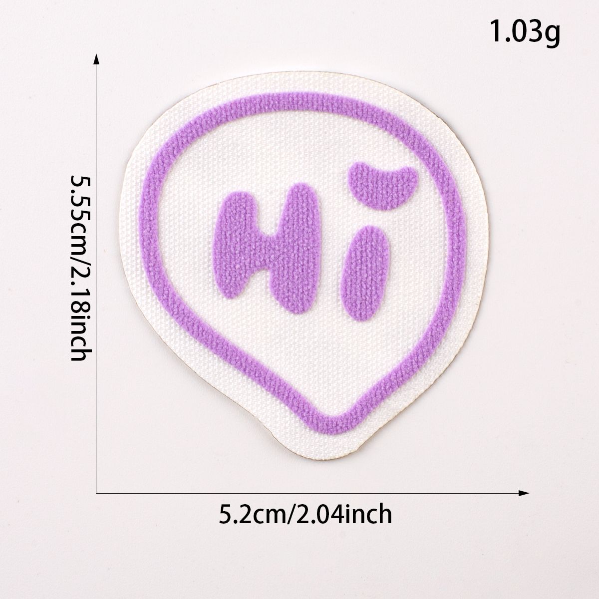 Purple 3D letter 'H' footprint alphabet patch, 5.2 cm x 1.03 g