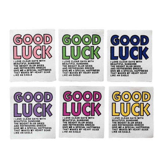 6-Color 'GOOD LUCK' Fabric Patches - 8x7cm 12 Pack
