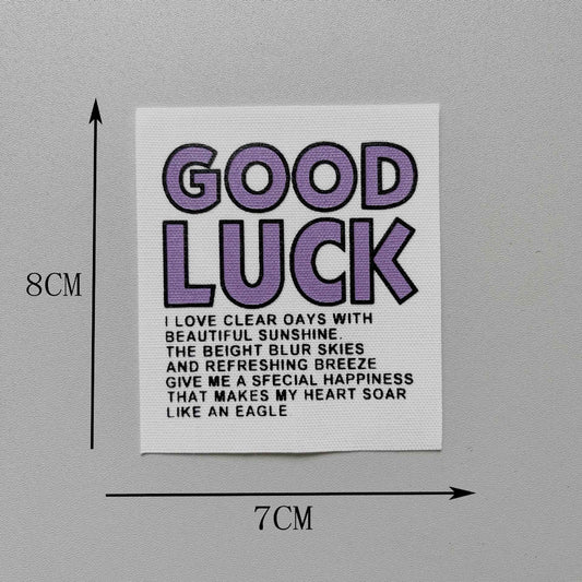 6-Color 'GOOD LUCK' Fabric Patches - 8x7cm 12 Pack