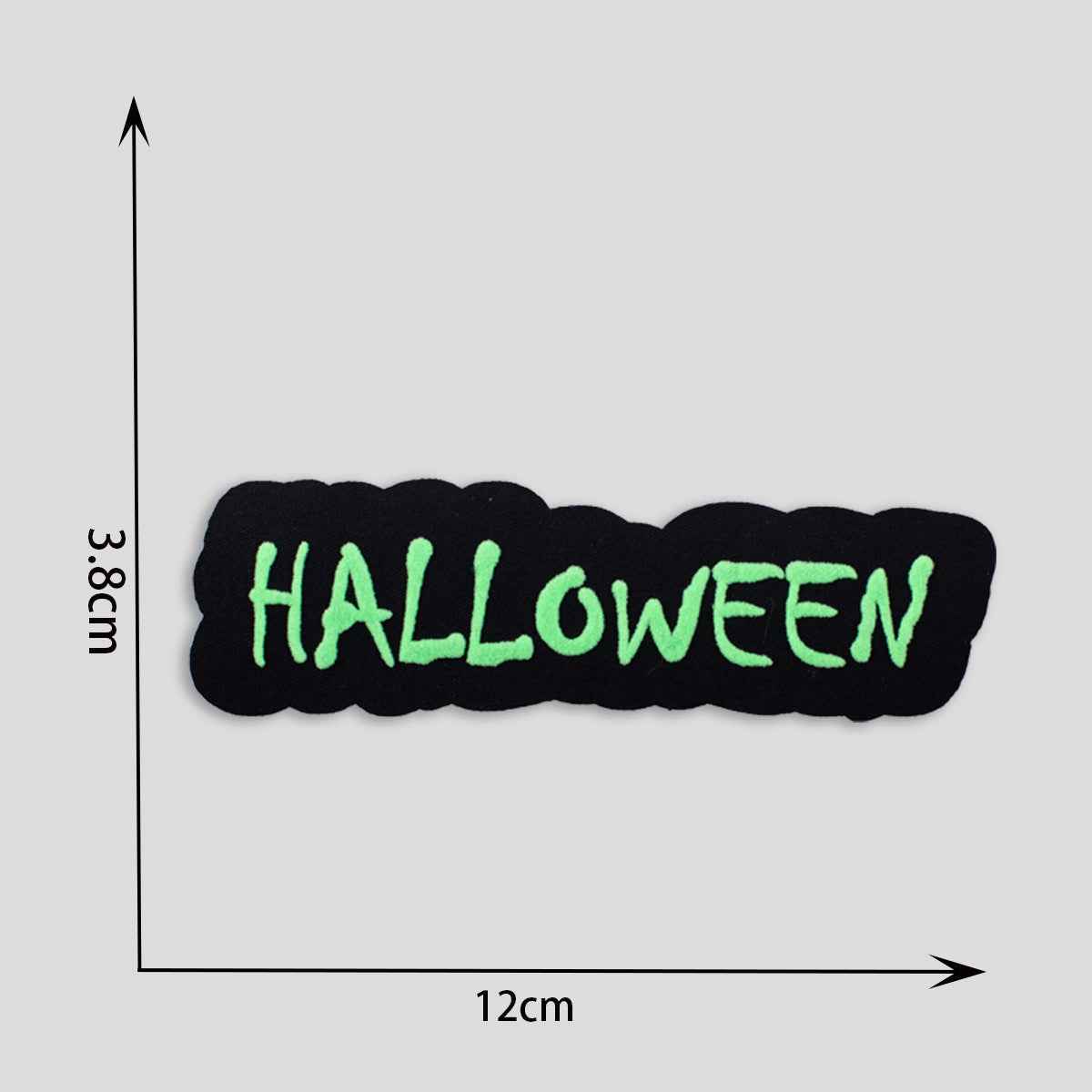 “HALLOWEEN” fabric patch, black with green embroidered lettering