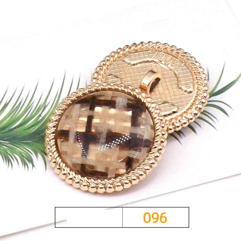 Knopf-Set 18/23/25 mm, Farbe 96: rund, gewebtes Cover mit braunem/rauchigem Schimmer