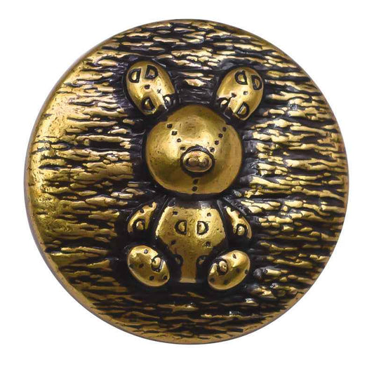Gold round rabbit embossed metal shank buttons, vintage style