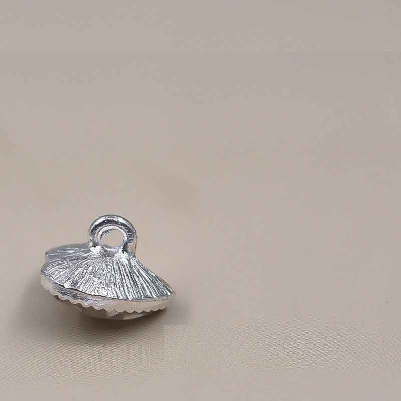 Silver heart metal button back with attachment loop