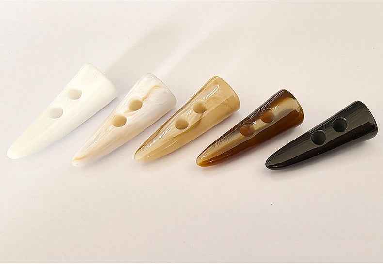 Resin 2-Loch Knebelknöpfe im Set, Farben: weiß, beige, khaki, braun, schwarz