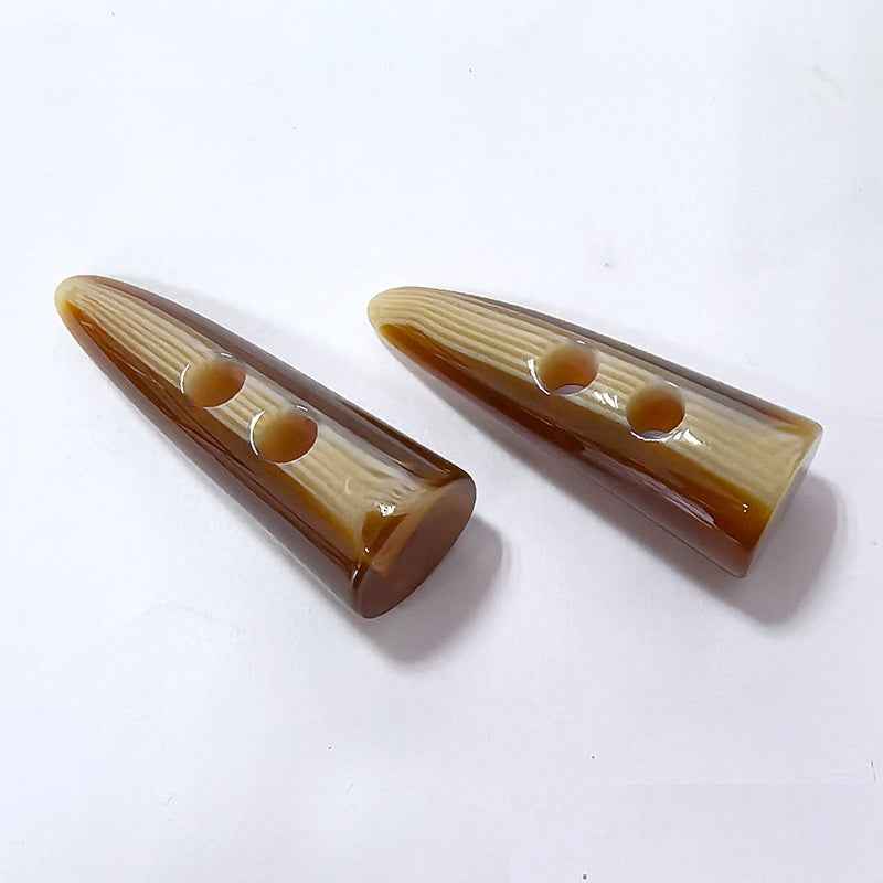 Resin 2-Loch Knebelknöpfe aus Faux-Horn, braun, geriffelte Seiten