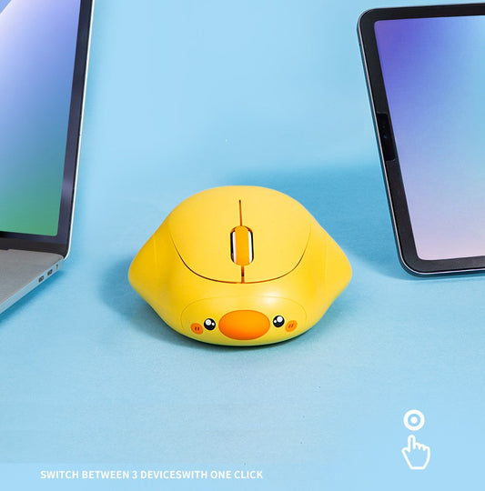 Souris sans fil jaune en forme de grande canard mignonne