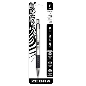 Zebra Pen F-301 Compact Ballpoint Stainless Steel Retractable Pen 0.7mm
