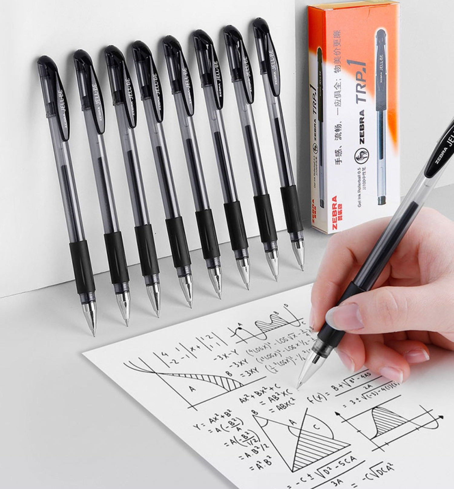 Zebra JJ100 Classic Gel Pen | 0.5mm | Cap-Type | 10-Pack (5 Black, 3 Blue, 2 Red) | Quick-Dry High-Capacity
