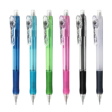 ZEBRA Tapliclip механичен молив 0.5mm | Прибиращ се връх | Мека ръкохватка | Комплект от 6 броя