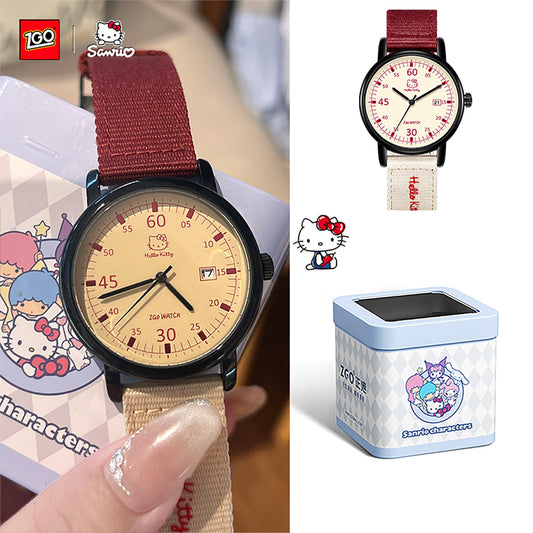 ZGO x Sanrio Hello Kitty Women's Watch Nylon Strap Red