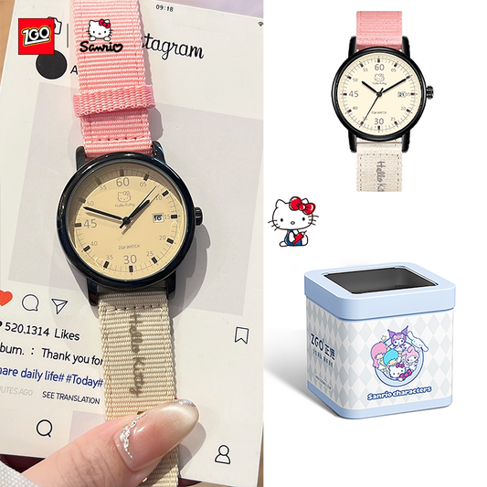 ZGO x Sanrio Hello Kitty Women's Watch Nylon Strap Pink