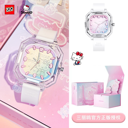 ZGO Hello Kitty Girls Quartz Watch — Square Acrylic Colorful