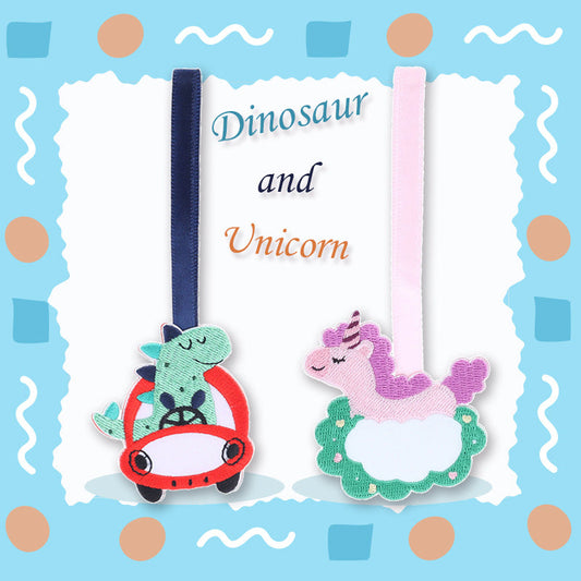 Dinosaur Unicorn Embroidered Name-Tag Schoolbag for Kindergarten 2pcs