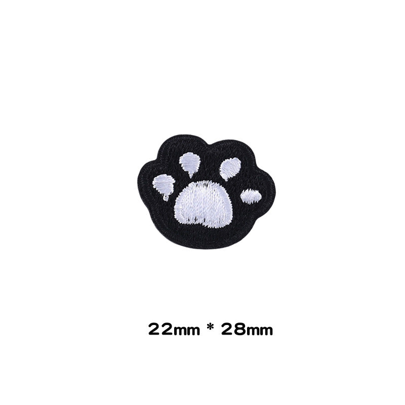 Black cat sleeping paw patch with white face, 22mm x 28mm