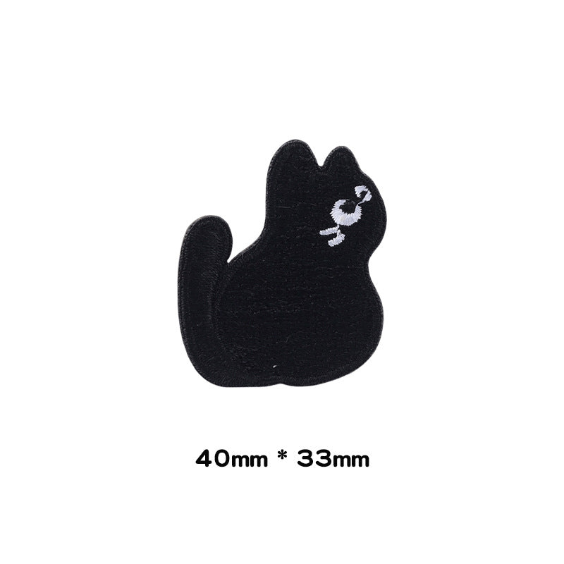Schwarzer Katzenpfoten-Patch mit weißer Zeichnung, selbstklebend, 40×33 mm