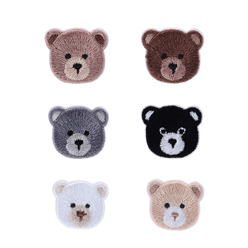 20mm selbstklebende Teddy-Bärkopf-Patches, 6er Set in mehreren Farben