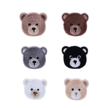 20mm selbstklebende Teddy-Bärkopf-Patches, 6er Set in mehreren Farben