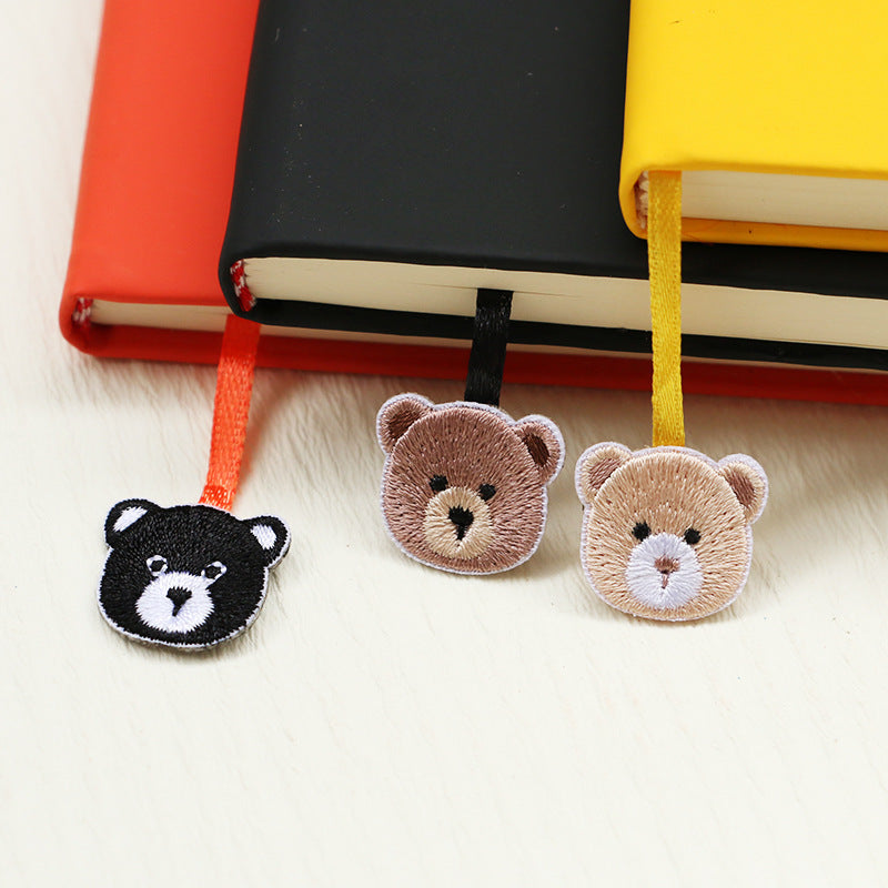 Teddy-Bärkopf-Patch am Riemen, braun, beige und schwarz, selbstklebend