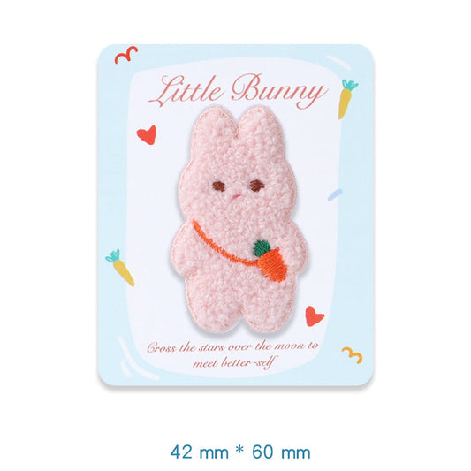 Self-Adhesive Plush Rabbit Little Bunny Embroidered Patches 5 Pack