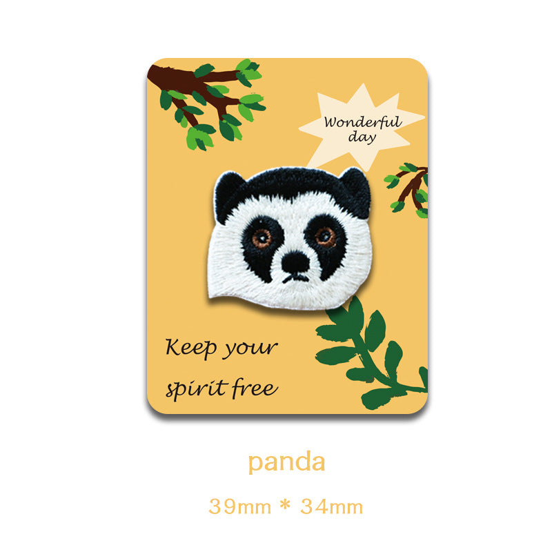 Panda embroidered head patch, self-adhesive, approx. 39mm x 34mm