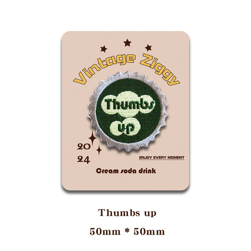 Self-adhesive bottle cap patch “Thumbs up” on green background