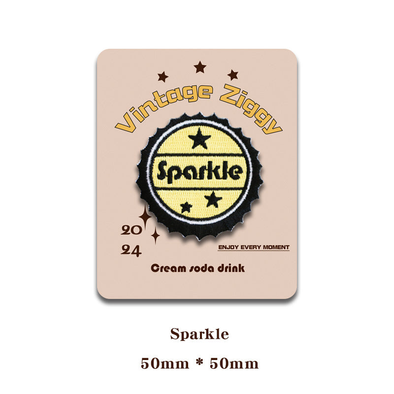 Self-adhesive bottle cap patch “Sparkle” in yellow with stars
