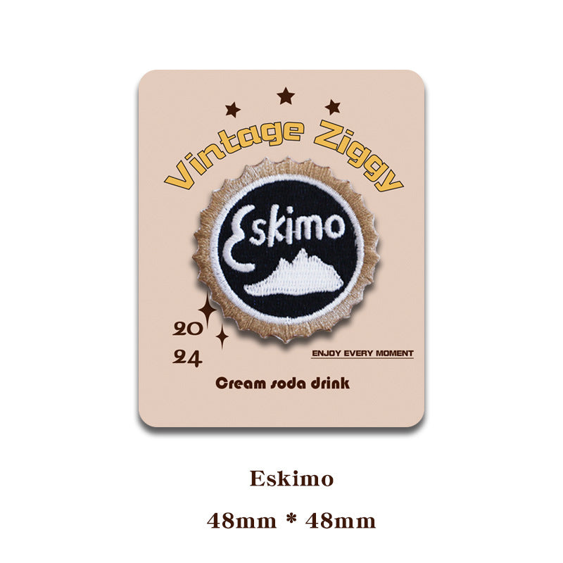 Self-adhesive bottle cap patch “Eskimo” with stylized penguin