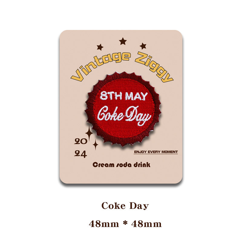 Self-adhesive bottle cap patch “Coke Day” red with 8TH MAY text