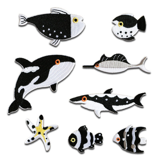 Self-Adhesive Marine Ocean Animal Embroidered Patches 8 Pack