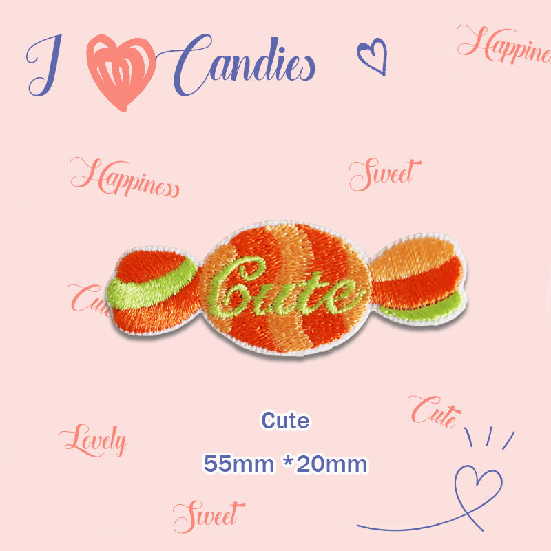 Candy-Stickpatch „Glitter“: orangefarbenes Oval mit grünen Flügeln, selbstklebend