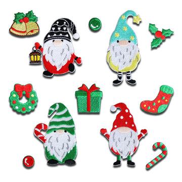 Self-adhesive Weihnachts-Deko-Patches: Santa, Gnome, Kranz, Geschenk und weitere Motive