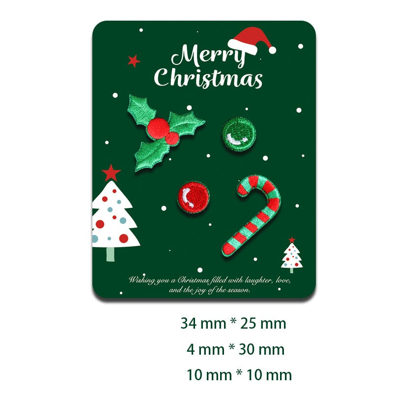 Weihnachts-Patch: Stechpalmenzweig, Zuckerstange und kleine rote Schmuckkugel