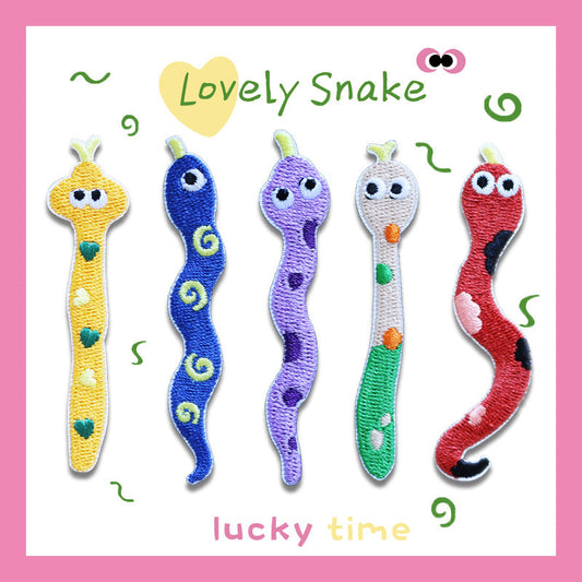 Lovely Year of the Snake 70mm Embroidered Cloth Patches 5 Color Pack