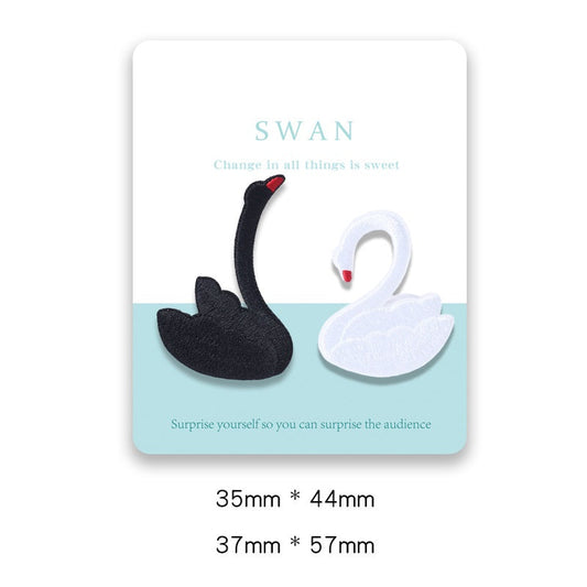 Elegant Self - Adhesive Swan Embroidered Patches 8pcs