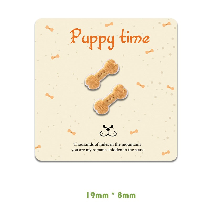 Bone-shaped tan self-adhesive patches, two pieces shown on card