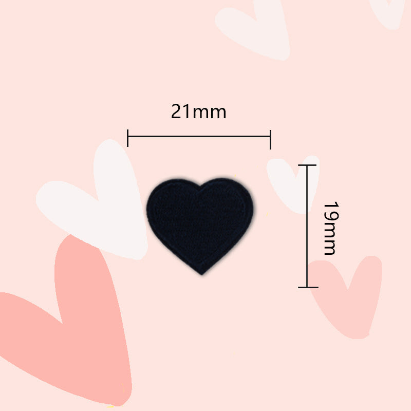 21mm dark navy heart embroidered patch, self-adhesive