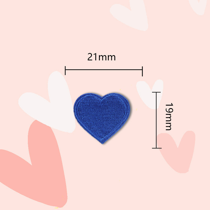21mm royal blue heart embroidered patch, self-adhesive