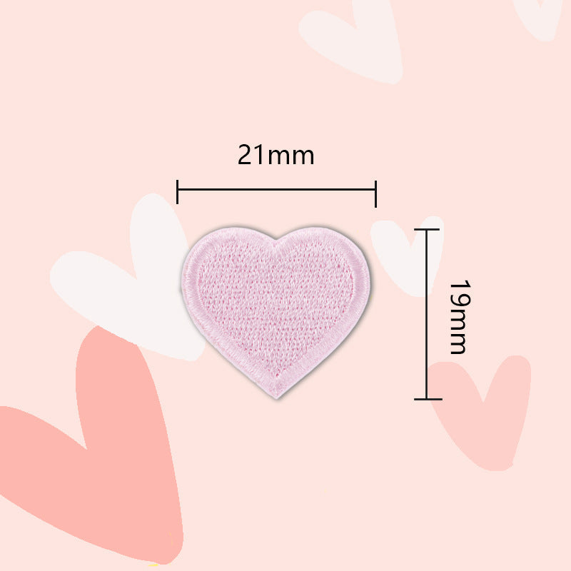 21mm lavender-purple heart embroidered patch, self-adhesive