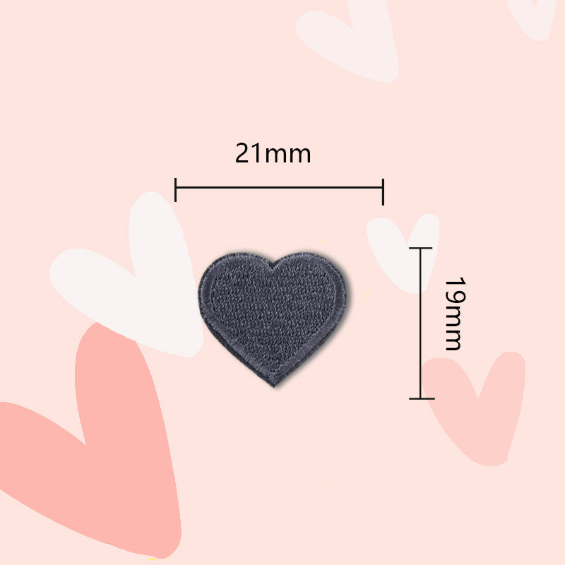 Dark navy heart embroidered self-adhesive patch, 21mm