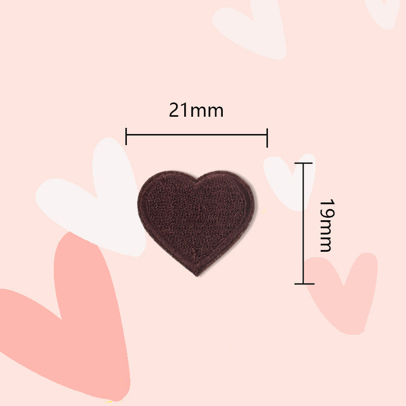 Burgundy heart embroidered self-adhesive patch, 21mm
