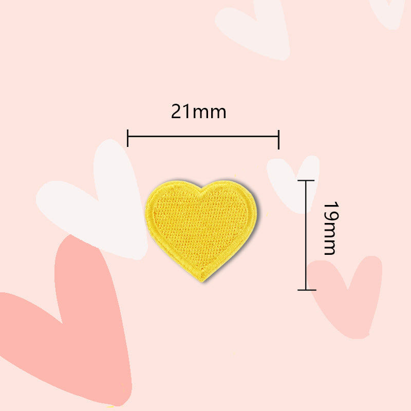 21mm yellow heart embroidered patch, self-adhesive