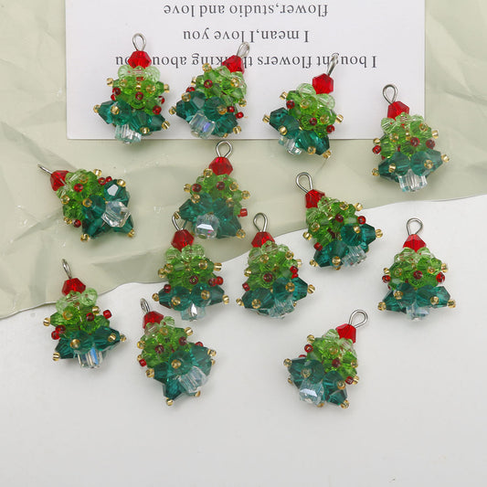 Colorful Glass Bead Handmade Christmas Tree Pendant Hanging Ornaments 5pcs